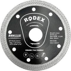 Rodex Islak & Kuru Elmaslı Seramik Kesme Diski 115mm (Agresif Kesim)