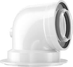 Buderus Hermetik Baca Kazan Çıkış Dirseği - Ø80/125, 90º Adaptörlü Dirsek