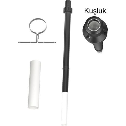 Buderus Hermetik Düşey Baca Seti + Kuşluk - Ø110/160, 2.500 mm - Siyah