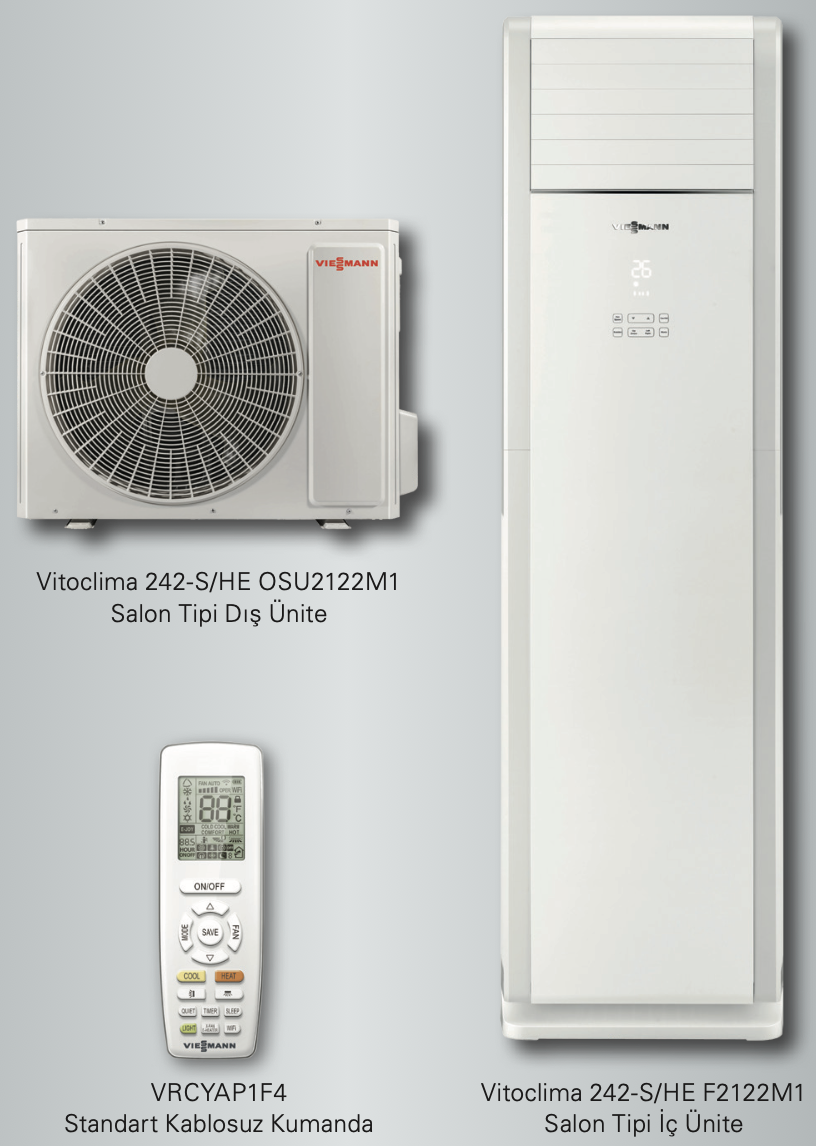Viessmann Vitoclima 242-S Inverter Salon Tipi FS2122M1 42.000 Btu Monofaze Split Klima (MONTAJ DAHİL)