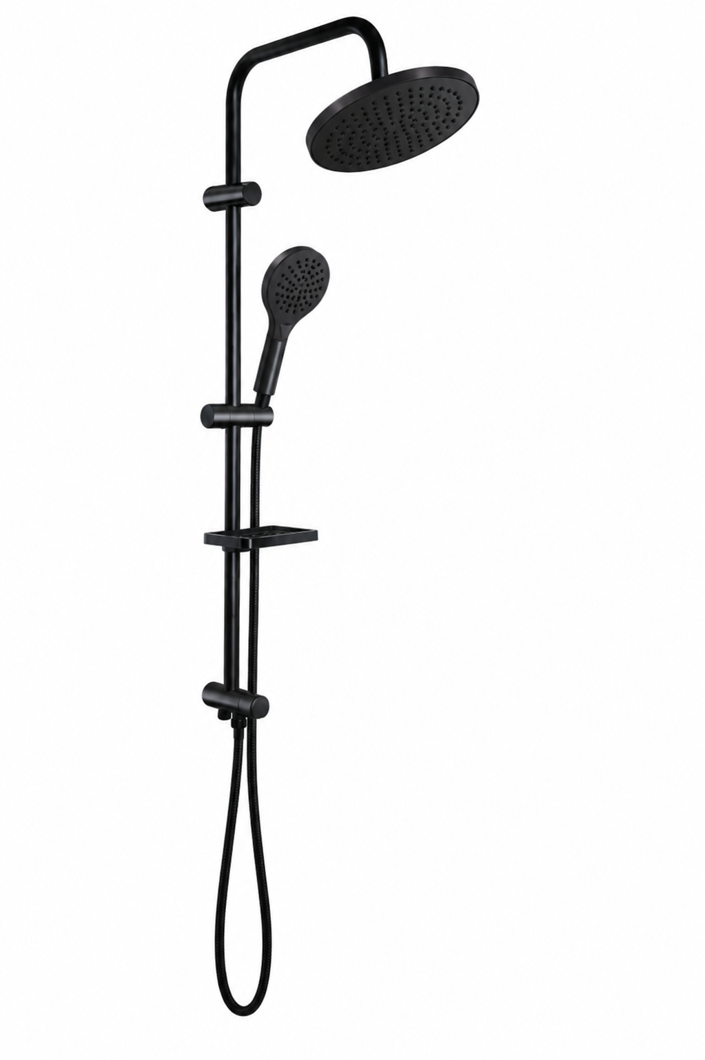 KDR 10.33.C Karlim® Kontra Point Tepe Duş Set Black- Black Krom Boru & Krom Spiral