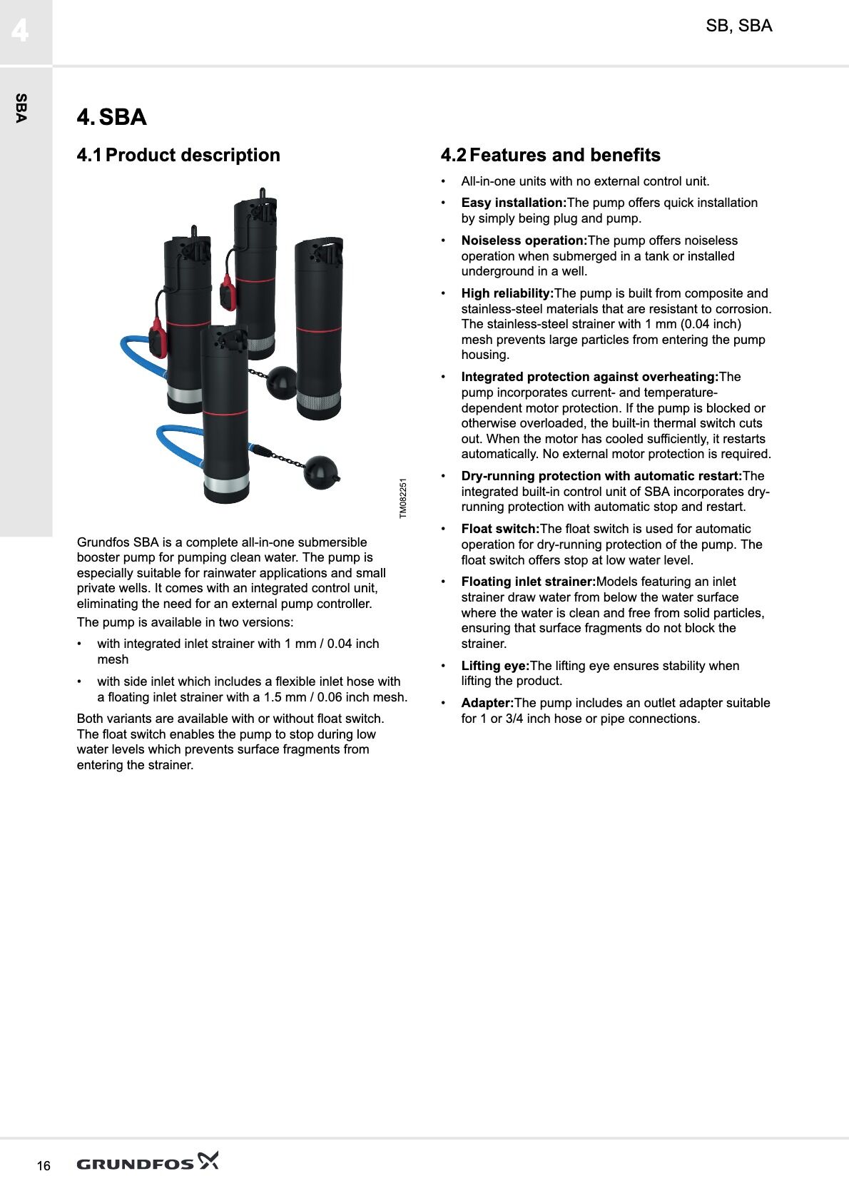 Grundfos SBA Dalgıç Temiz Su Hidrofor Pompası - Grundfos SBA Dalgıç