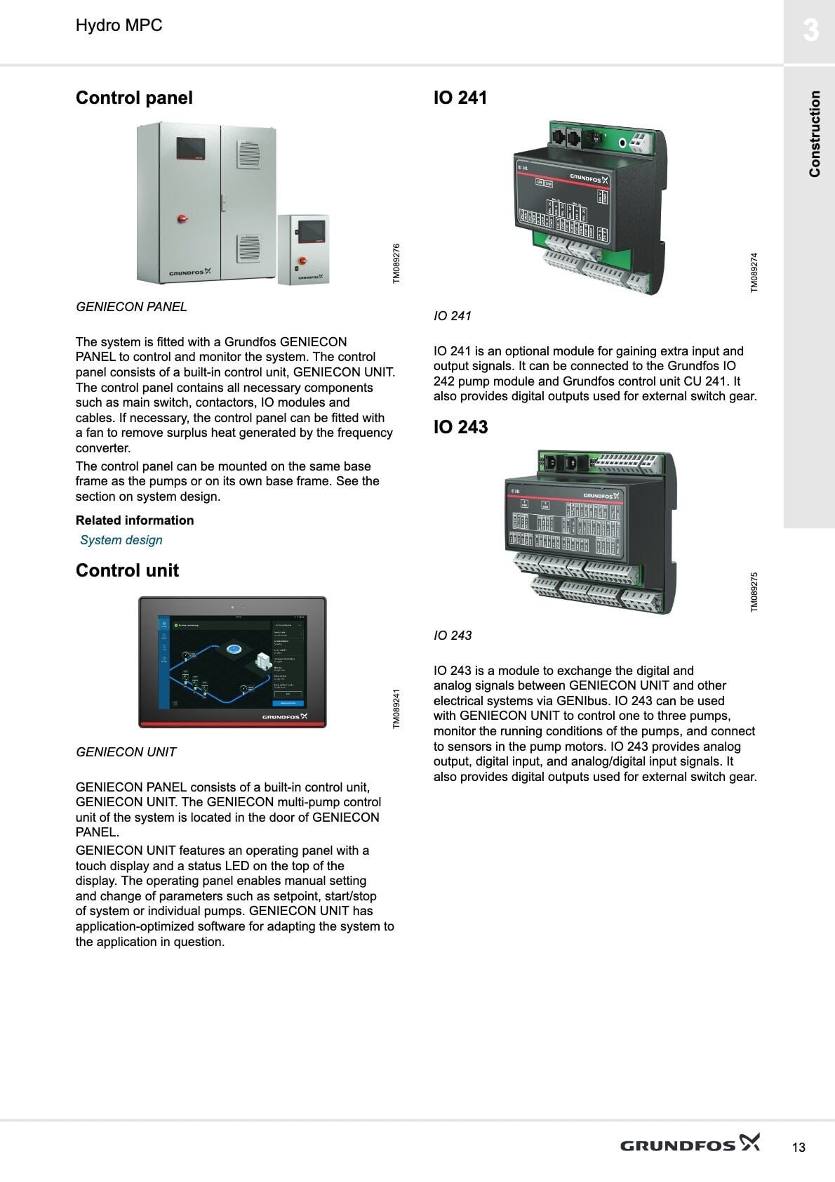 Grundfos GENIECON / CU 352 Akıllı PLC Kontrol Paneli Özellikleri