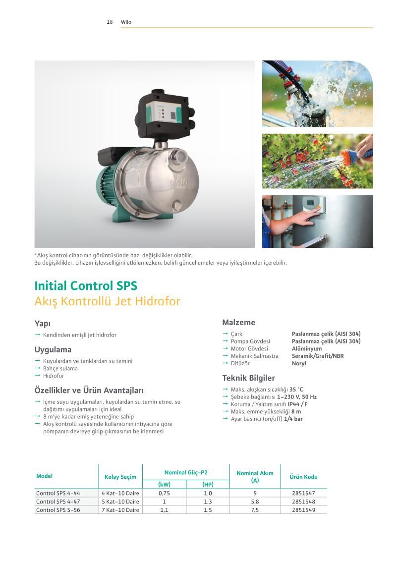 Wilo Initial Control SPS Akış Kontrollü Jet Hidrofor - Akış Kontrollü Jet Hidrofor