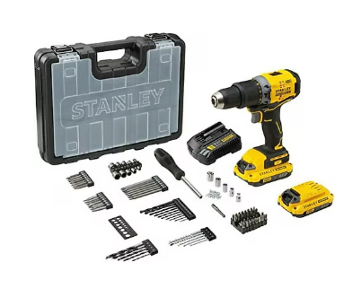 Stanley SCD718D2A Şarjlı Darbeli Matkap Vidalama Li-ion 18V 2.0Ah + 84 Parça Set