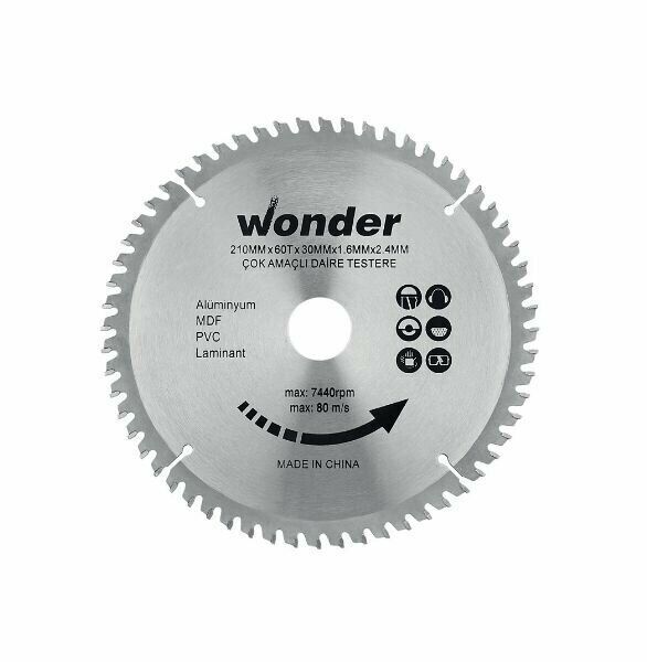 Wonder Daire Testeresi Alüminyum 250x30x 80 Diş